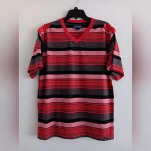 Striped Red and Black Short Sleeve Tee